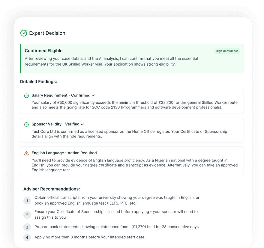 Expert review results panel